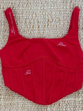 The Mayfair Group Red Corset-Style Crop Top in S/M